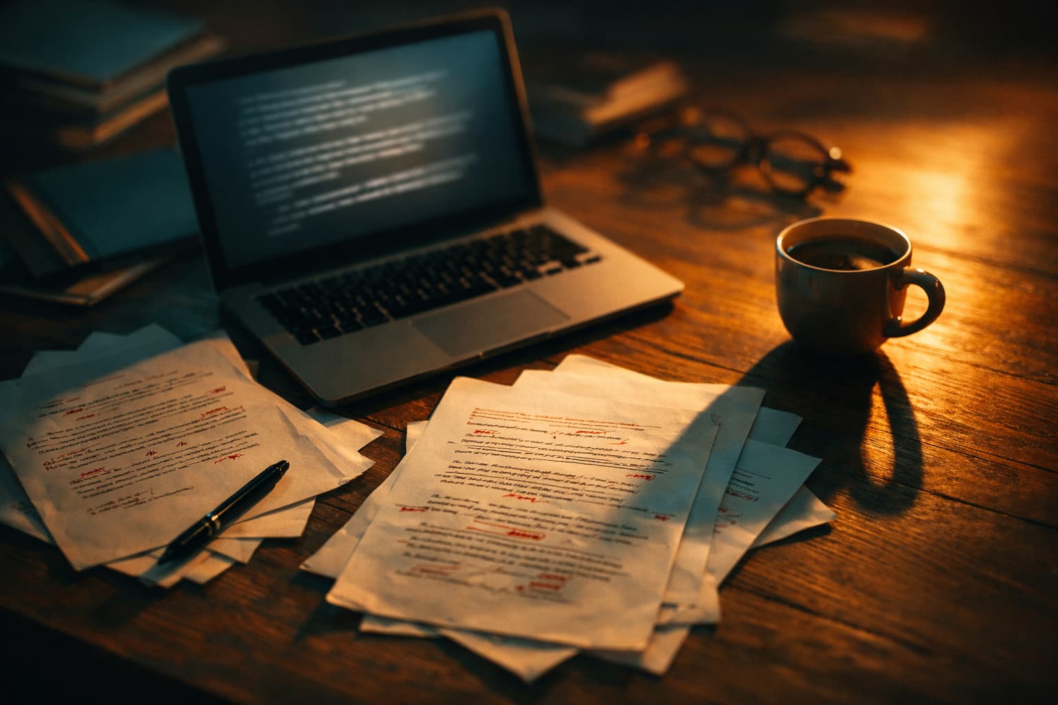 AI writing tools workspace with edited drafts