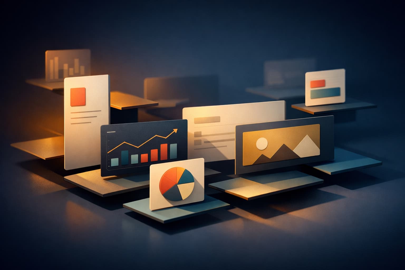 Free blogging platforms comparison with abstract dashboard layouts