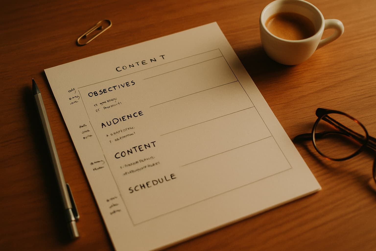 Content brief template with structured planning sections