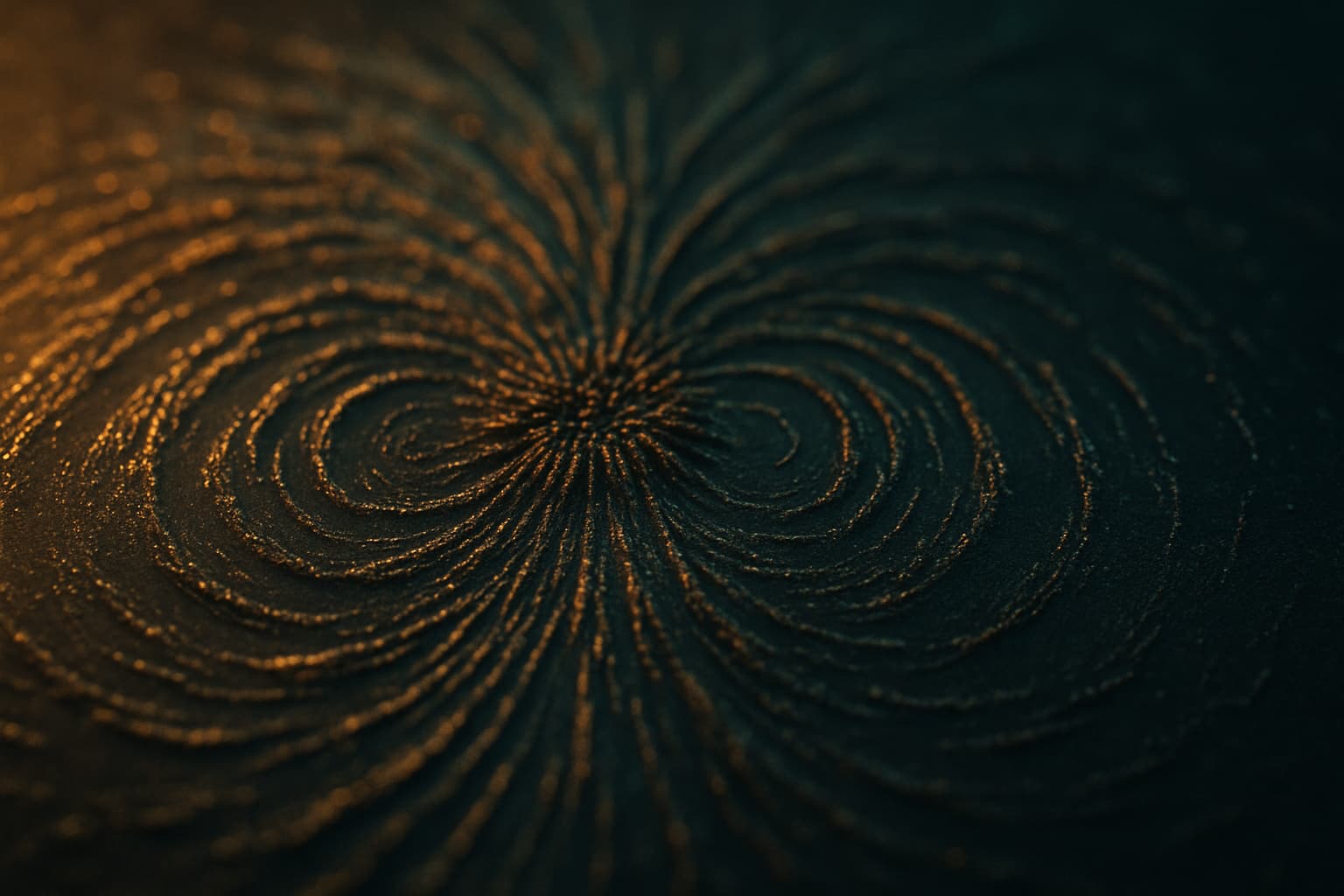 Iron filings forming magnetic alignment patterns