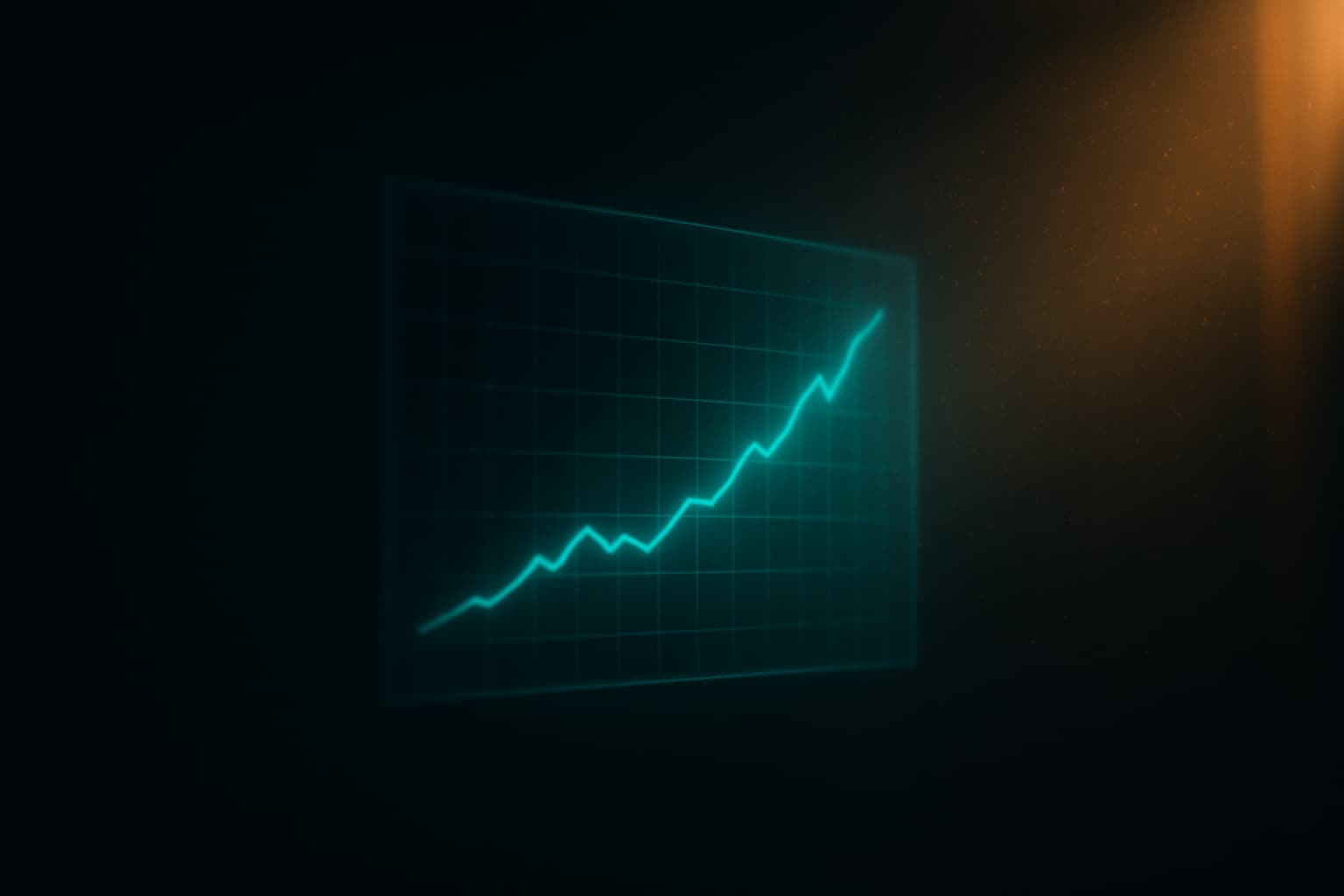 SEO reporting data chart with upward trend in teal light