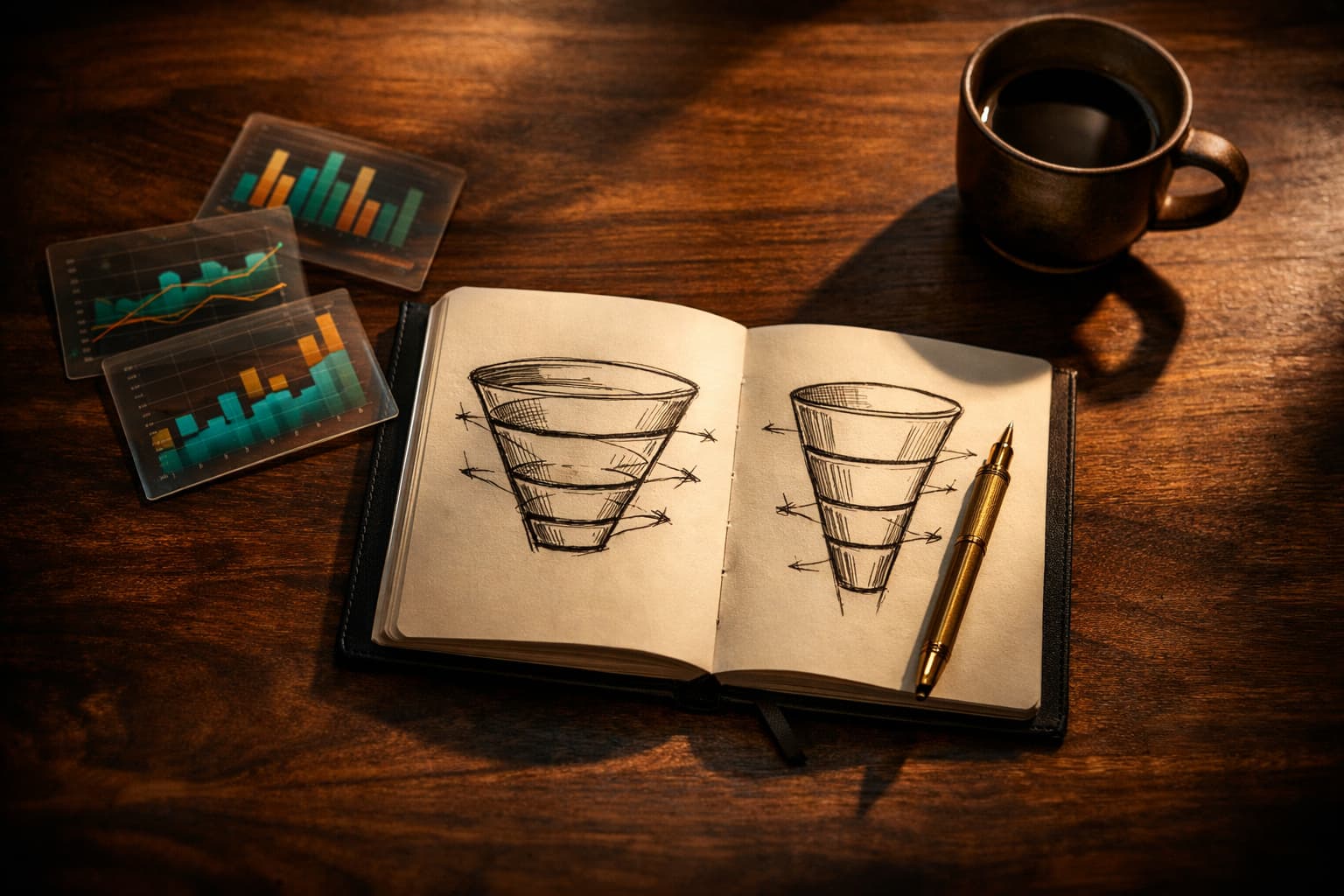 Abstract data visualization representing SaaS marketing metrics