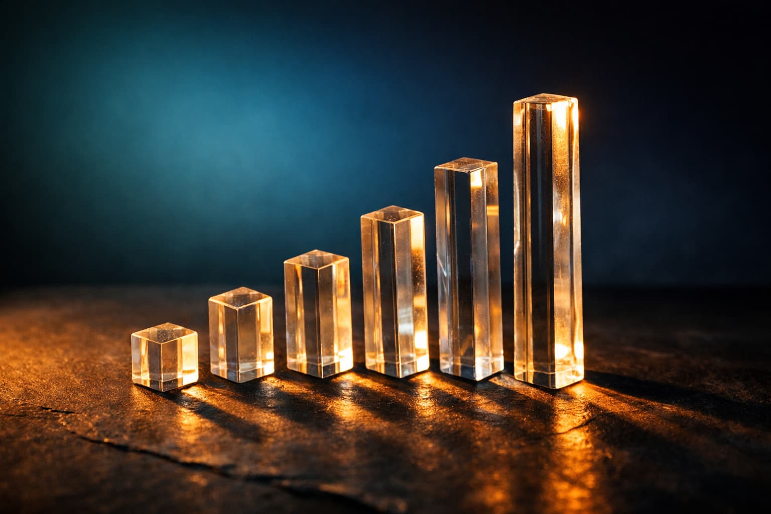 Crystal bar chart representing SaaS performance metrics growth