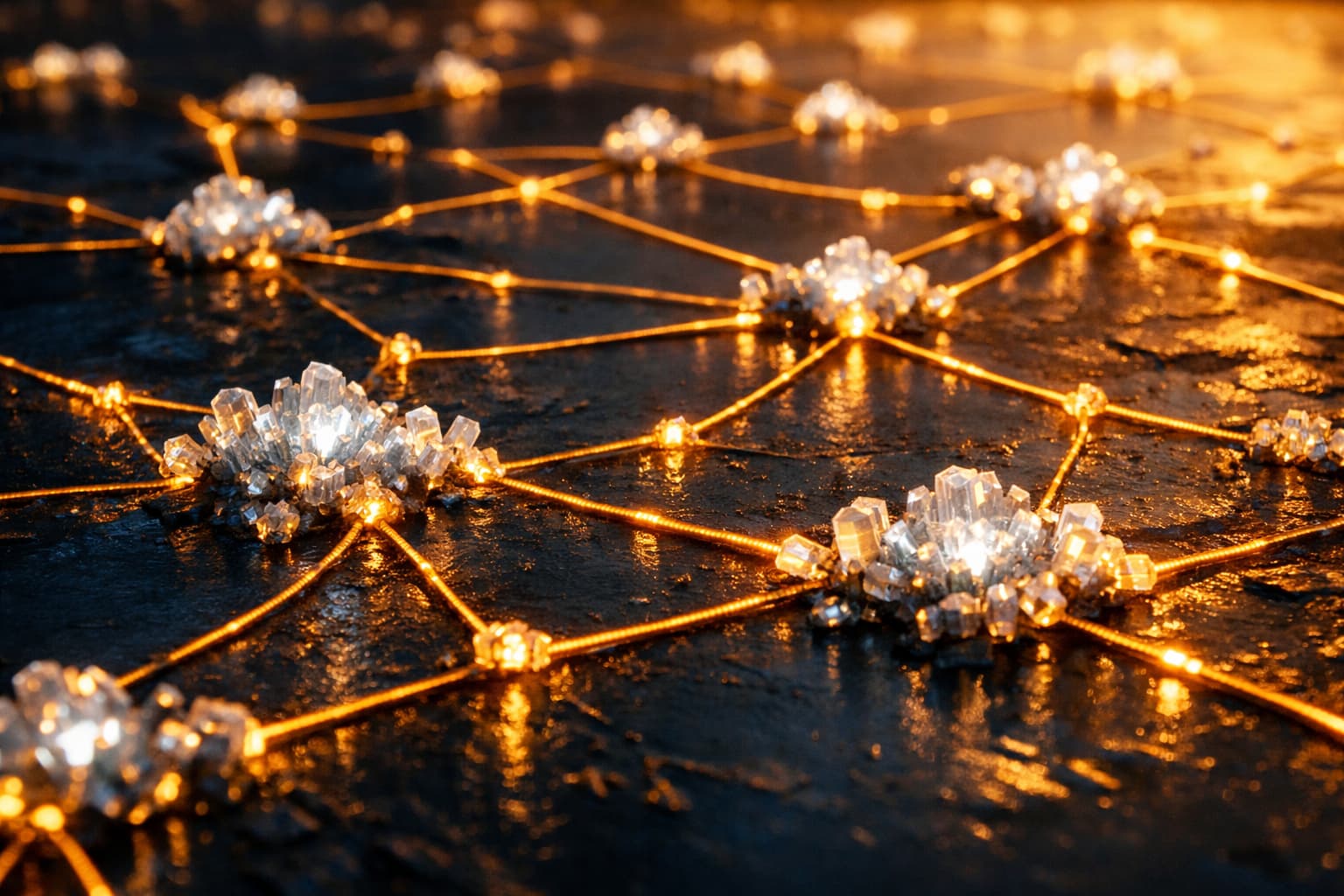 Interconnected golden pathways forming an SEO content strategy network