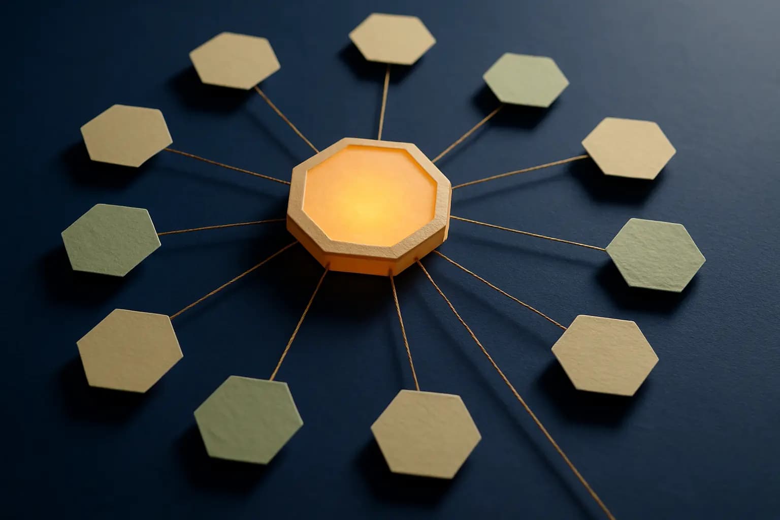 Interconnected nodes forming an SEO topic cluster