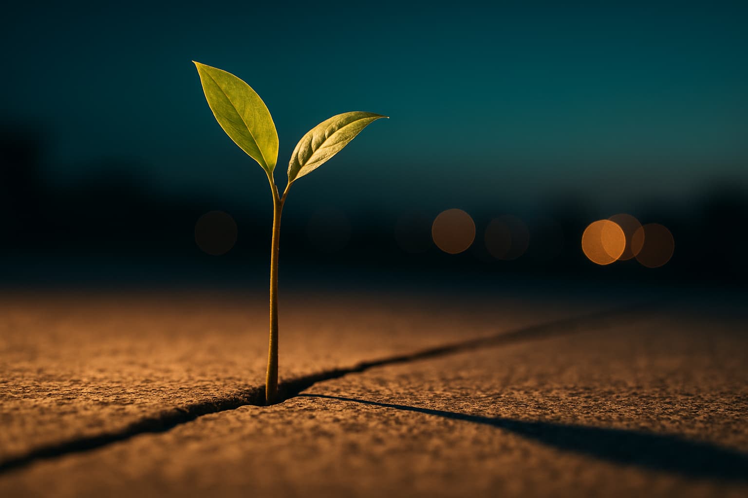 Seedling growing through concrete — startup growth strategies