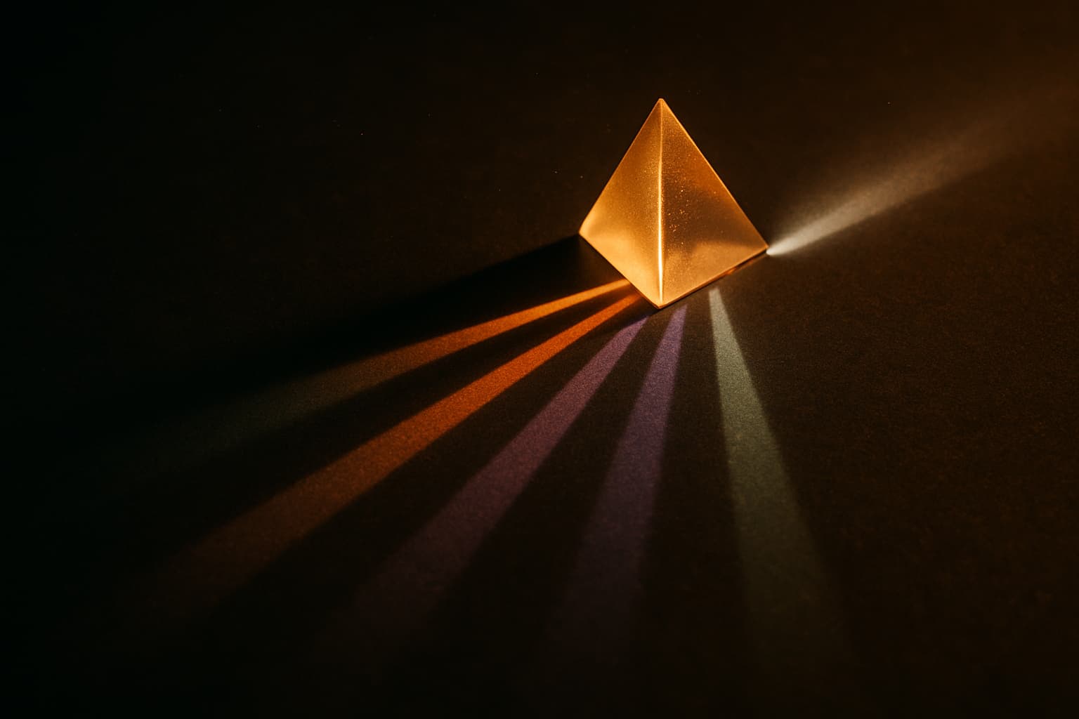 Light prism splitting one beam into five colorful rays representing content repurposing